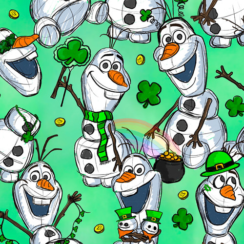 Sketched Olaf St. Patrick's Day