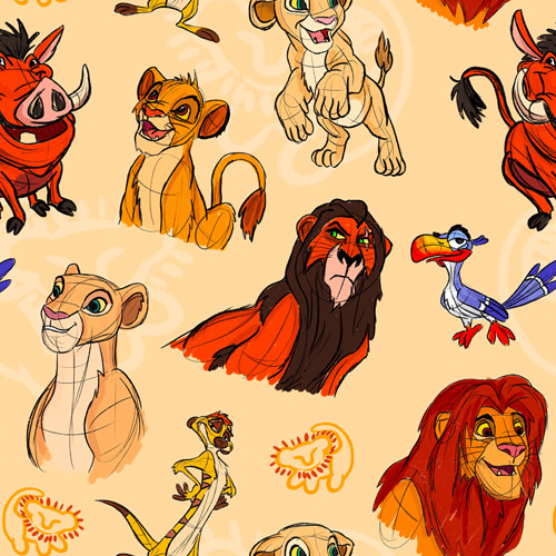 Sketched Lion King Friends