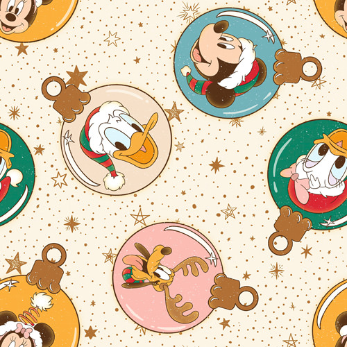 Gold Mickey and Friends Christmas Baubles