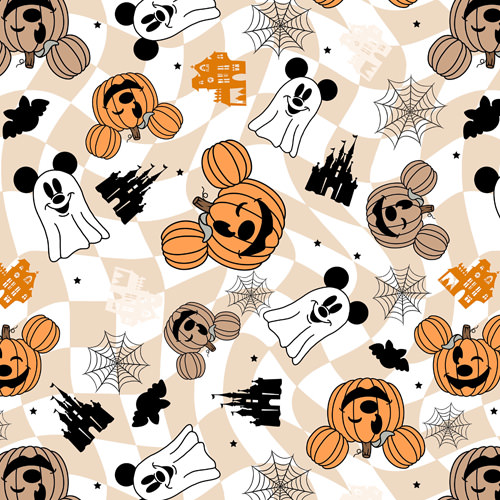 Checkered Halloween Mouse Ear Ghosts & Pumpkins